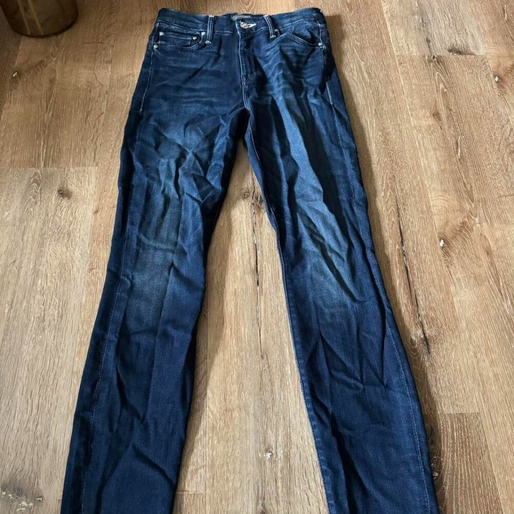 MOTHER Women's High Waisted Looker Ankle Fray Jeans in Tongue And Chic Size 25